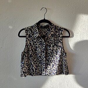 Proenza Schouler Sleeveless Printed Cropped Blouse – Size 4 – Medium / Large